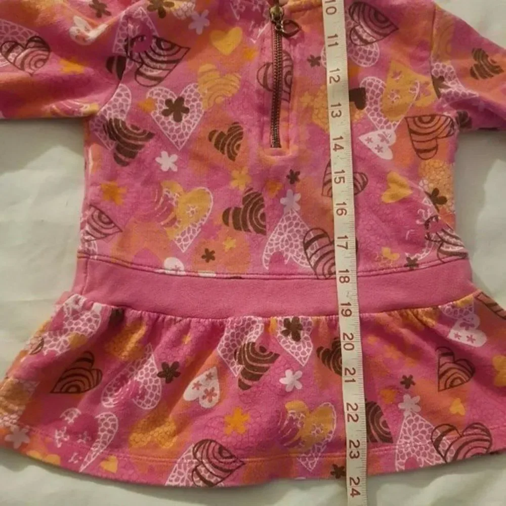 Chelsea's Sweater Hooded Corner Toddler Girl Size 3T Button Pink Green Stripes